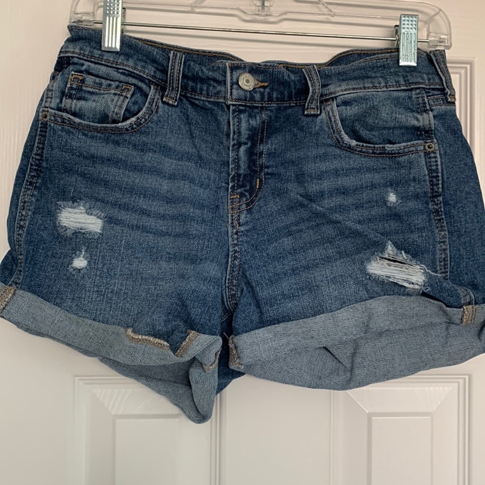 Boyfriend distressed jean shorts